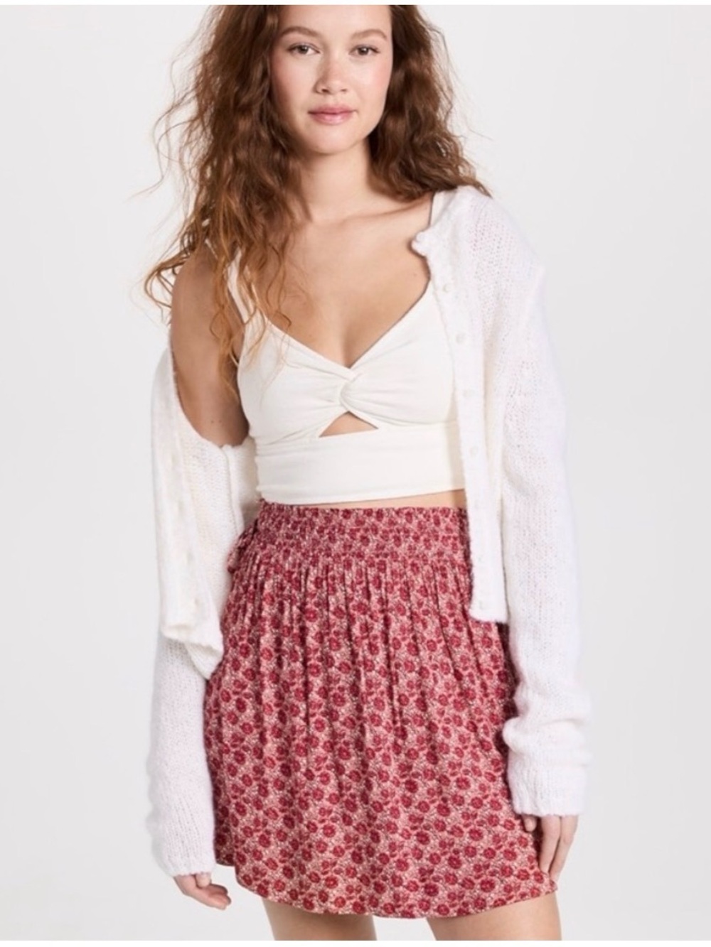 Madewell Floral Smocked Waist Skirt